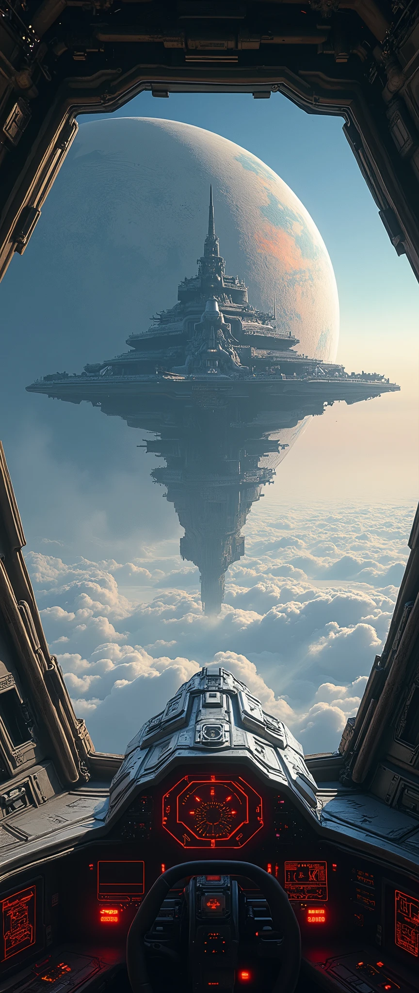(masterpiece:1.2,Distinguished Quality,Mirror-like,Cinematic Experience),8k,wallpaper,The view from the spaceship's cockpit,(You can see a giant planet-sized space fortress that resembles the Death Star.:2.0),(Intense Combat:2.0),(Endless galaxy:2.0),(Drawing of the spaceship cockpit:2.0),dynamic