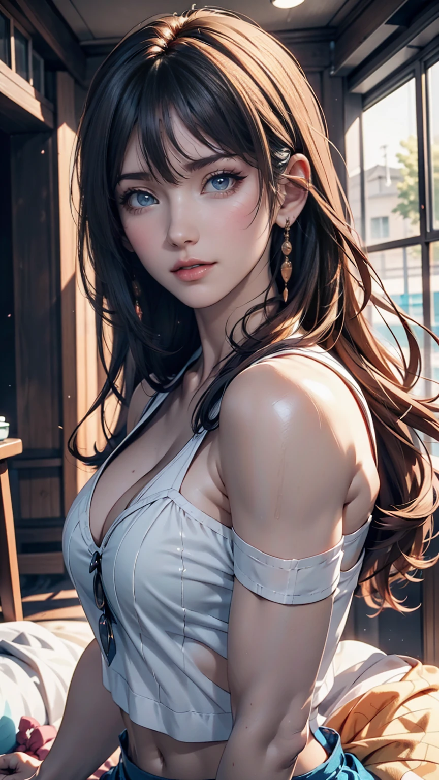 Arabic style image of a woman with long hair and a black top, 3 d anime Realistic, photoRealistic anime girl render, 8K Portrait Rendering, Realistic anime 3 d style, Smooth anime CG art, Realistic young anime girl, Realistic. Chen Yi, photoRealistic anime, beautiful Realistic face, hyper Realistic anime, Stunning Anime Face Portraits, Realistic beautiful face