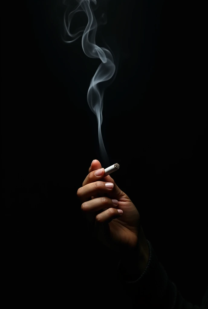 Black background and hand marlboro cigarette and smok 