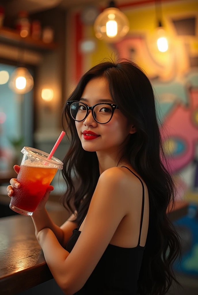 Lusty hot asian girl wearing glasses