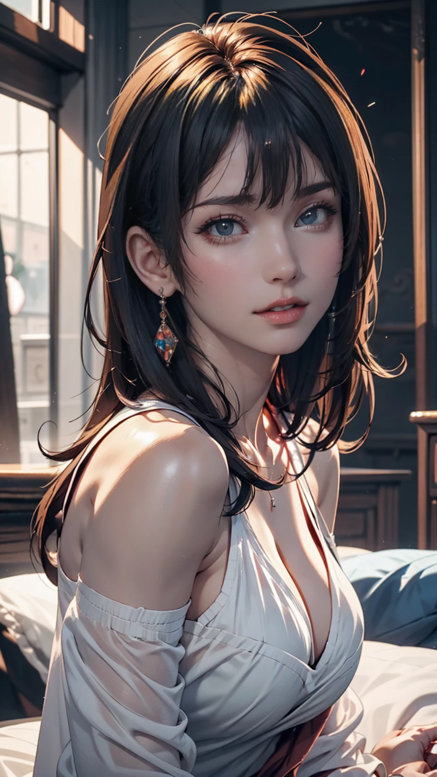 Arabic style image of a woman with long hair and a black top, 3 d anime Realistic, photoRealistic anime girl render, 8K Portrait Rendering, Realistic anime 3 d style, Smooth anime CG art, Realistic young anime girl, Realistic. Chen Yi, photoRealistic anime, beautiful Realistic face, hyper Realistic anime, Stunning Anime Face Portraits, Realistic beautiful face