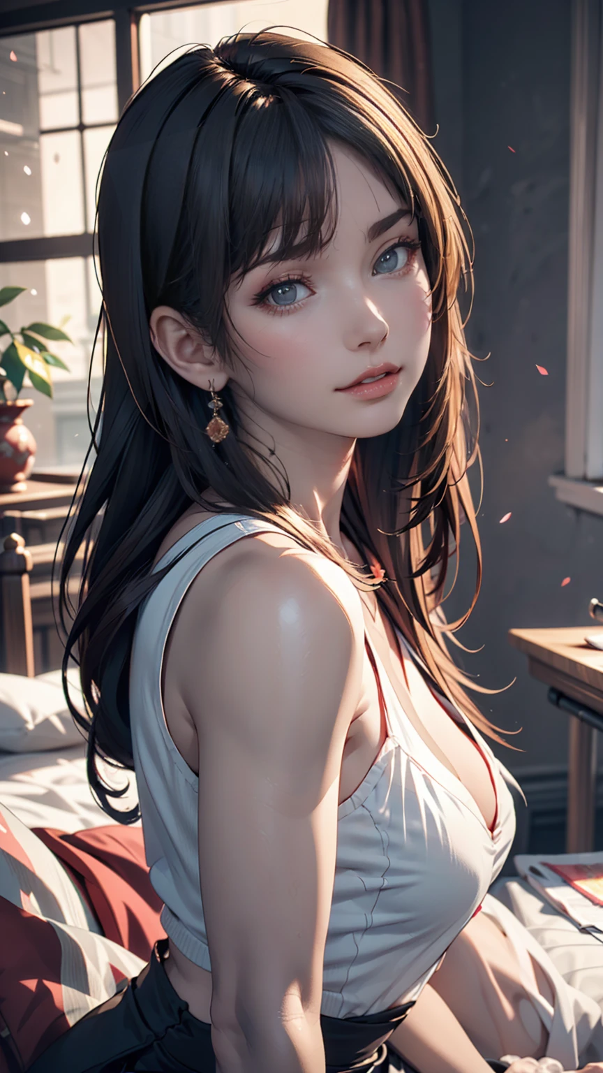 Arabic style image of a woman with long hair and a black top, 3 d anime Realistic, photoRealistic anime girl render, 8K Portrait Rendering, Realistic anime 3 d style, Smooth anime CG art, Realistic young anime girl, Realistic. Chen Yi, photoRealistic anime, beautiful Realistic face, hyper Realistic anime, Stunning Anime Face Portraits, Realistic beautiful face