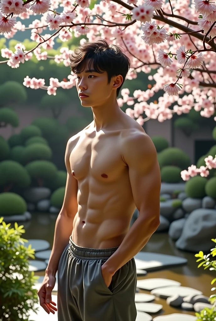 Young naked Japanese man