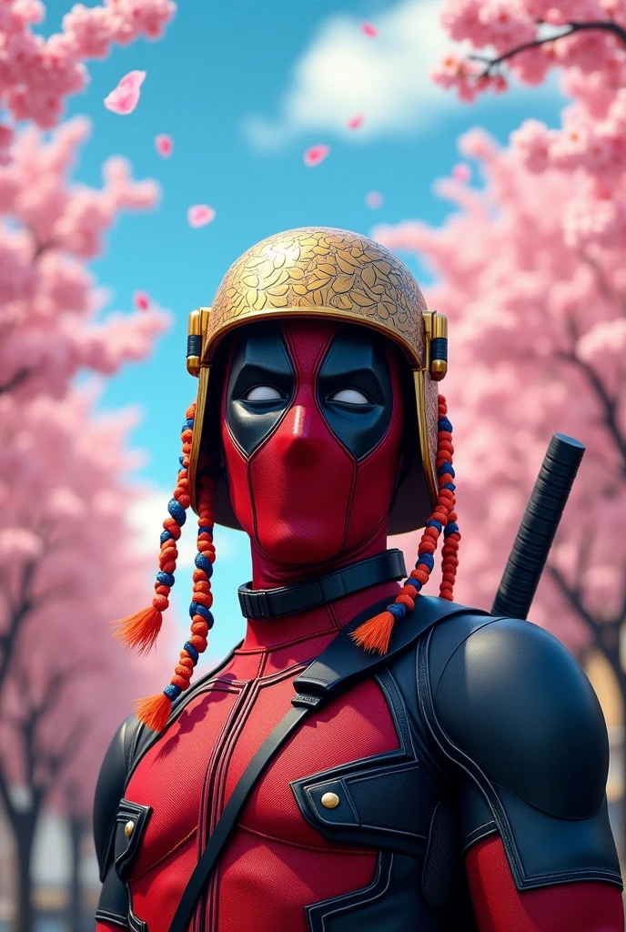 Deadpool with a Japanese hat
