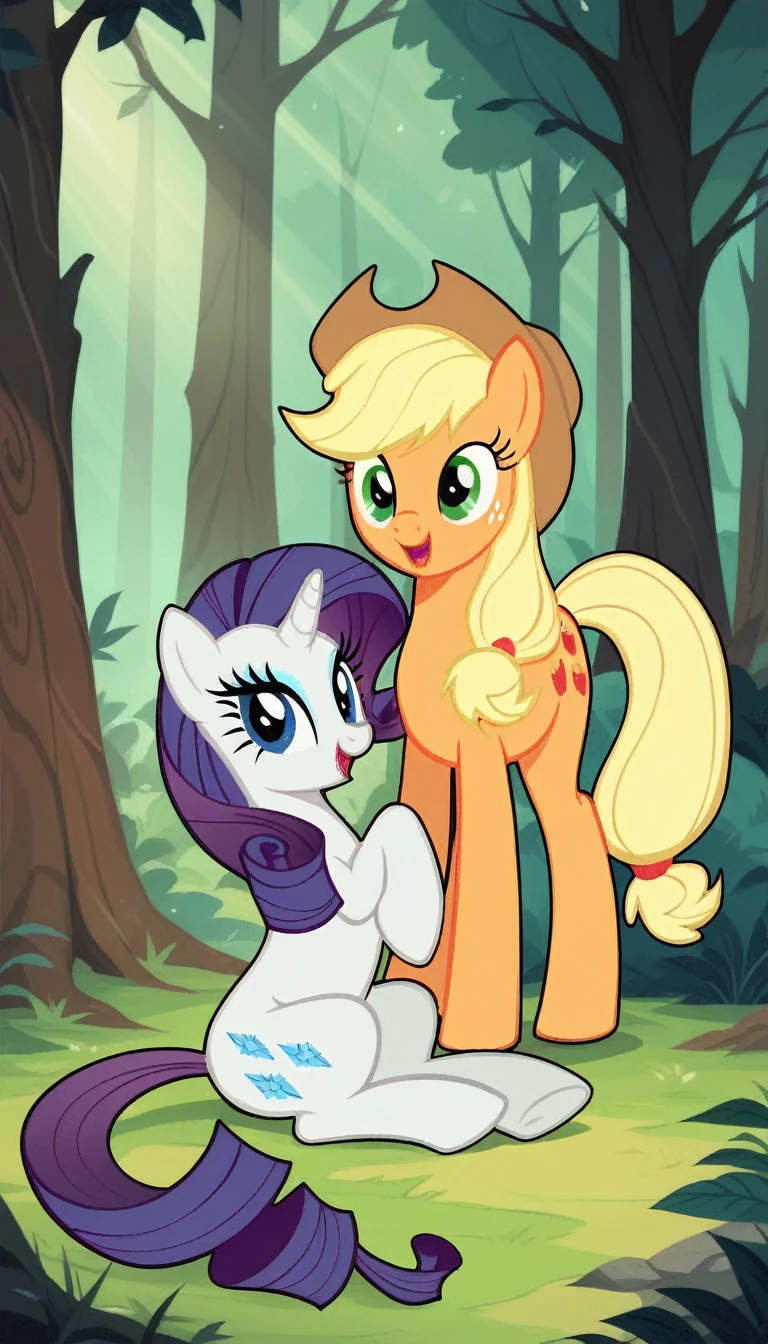 Rarity Unicorn Forest Troting:*GIF* and Applejack Forest Troting:*GIF*