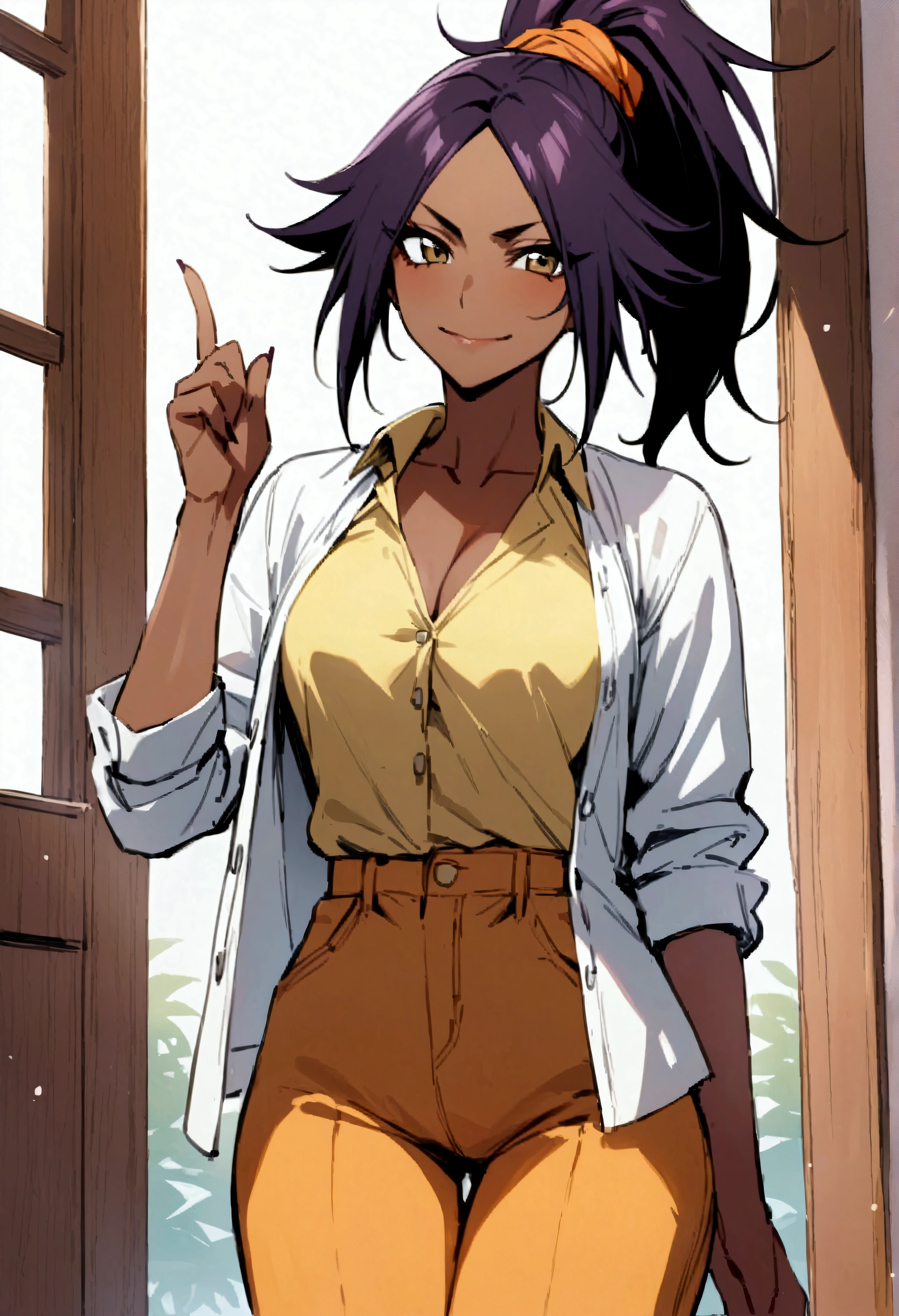 
Highest quality、Masterpiece、Super detailed、Yoruichi\(Bleach\),Casual attire