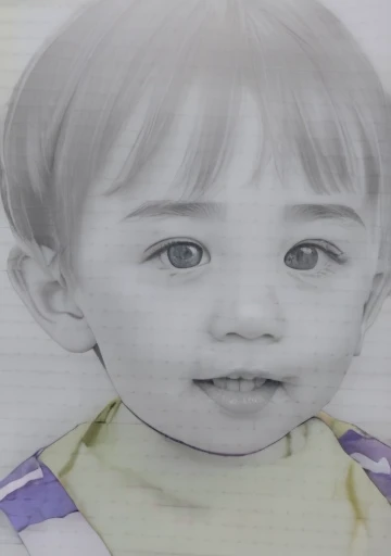 Realistic color photography style、Smiling emphasizes nasolabial folds. Make the chin a little thinner and accentuate the nasolabial folds.、I want it to look more like a color photograph..............。3 year old boy, Xu々To、Clearly visible、Emphasizes deep nasolabial folds from nose to mouth、Generate left and right dimples、Show me your beautiful smile.。Make your eyes look cute with double eyelids.Please make a live-action version。There is a lot of ketchup around the mouth、To-sai