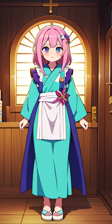 Full body, beautiful eyes , 1 girl , full body , cute girl , anime style , cute eyes , (standing up) , ( Healers typically wear attire that is practical and comfortable, suitable for both fieldwork and clinic environments. Their clothing often includes aprons, sashes, or robes adorned with symbols of healing, such as crosses, herbs, or light motifs. They carry pouches filled with medicinal herbs, berries, and healing items like Potions and Revives..) ,