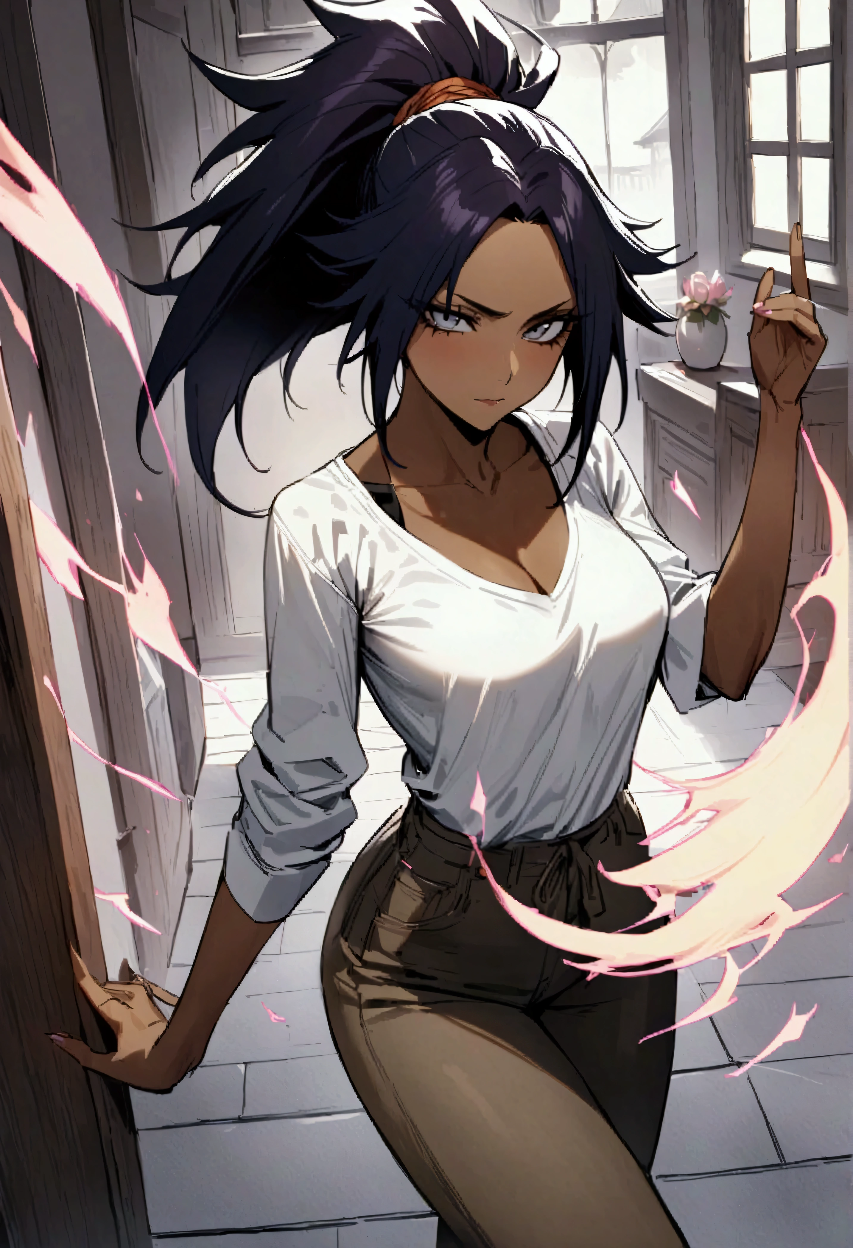 Highest quality、Masterpiece、Super detailed、Yoruichi\(Bleach\),Casual attire