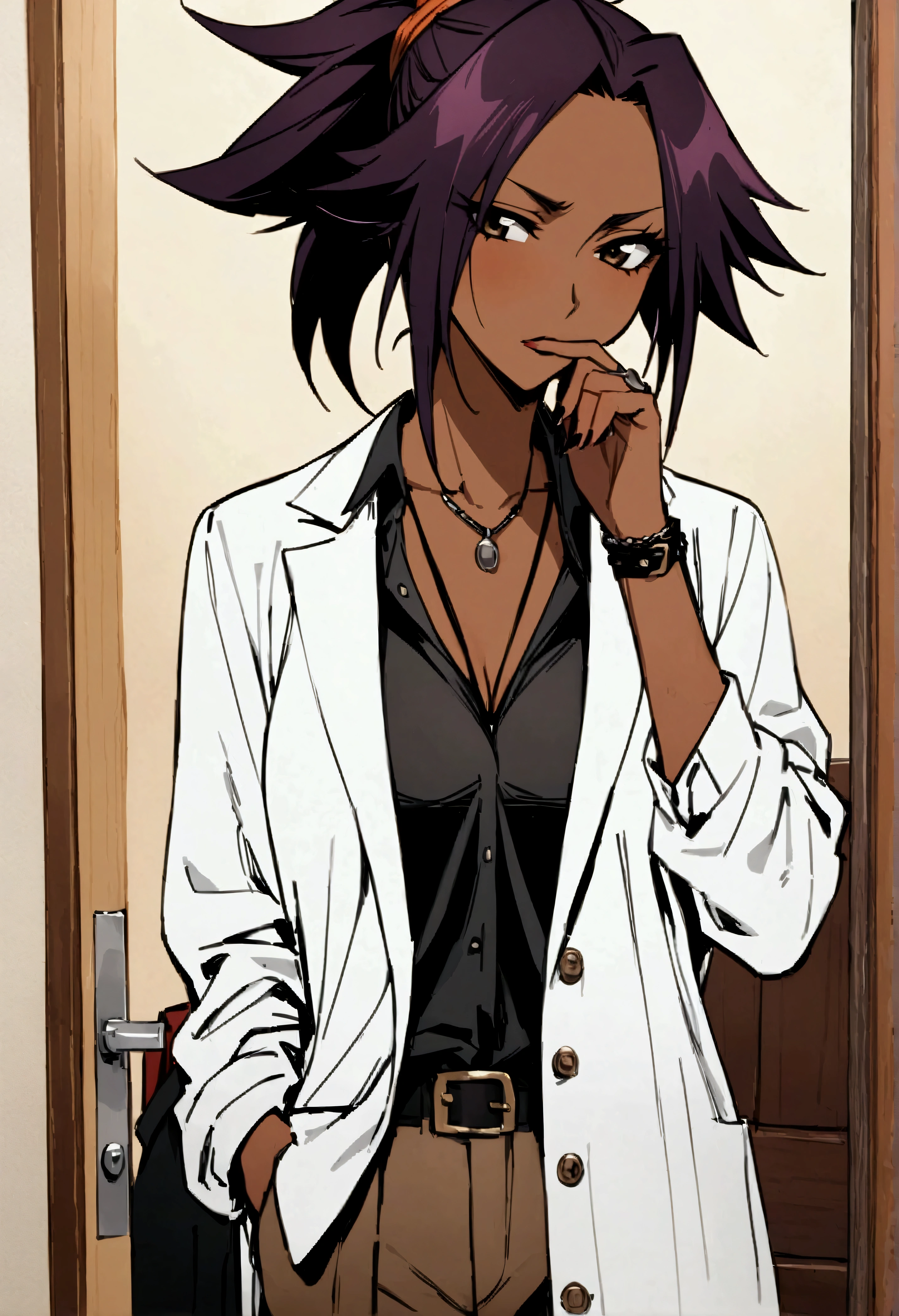 Highest quality、Masterpiece、Super detailed、Yoruichi\(Bleach\),Casual attire