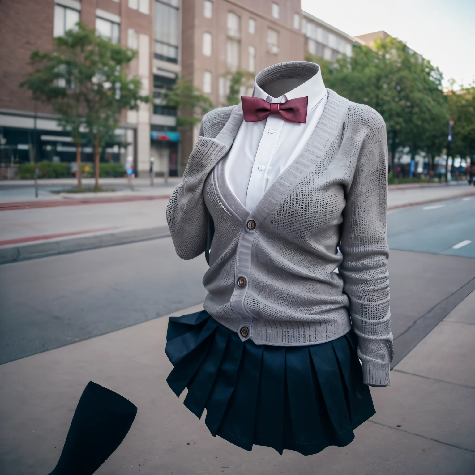 You can even see the feet, (Arch your back, Hands on hips), Be patient with peeing, mini skirt, (From below), uniform, (can not see, No humans, Headless, Faceless:1.5), Cute big tits, (8k, RAW Photos, Highest quality, masterpiece:1.2), (Realistic, photo-Realistic:1.37), Photon Mapping, Radio City, ((Hasselblad Photography)), Physically Based Rendering, whole body, socks