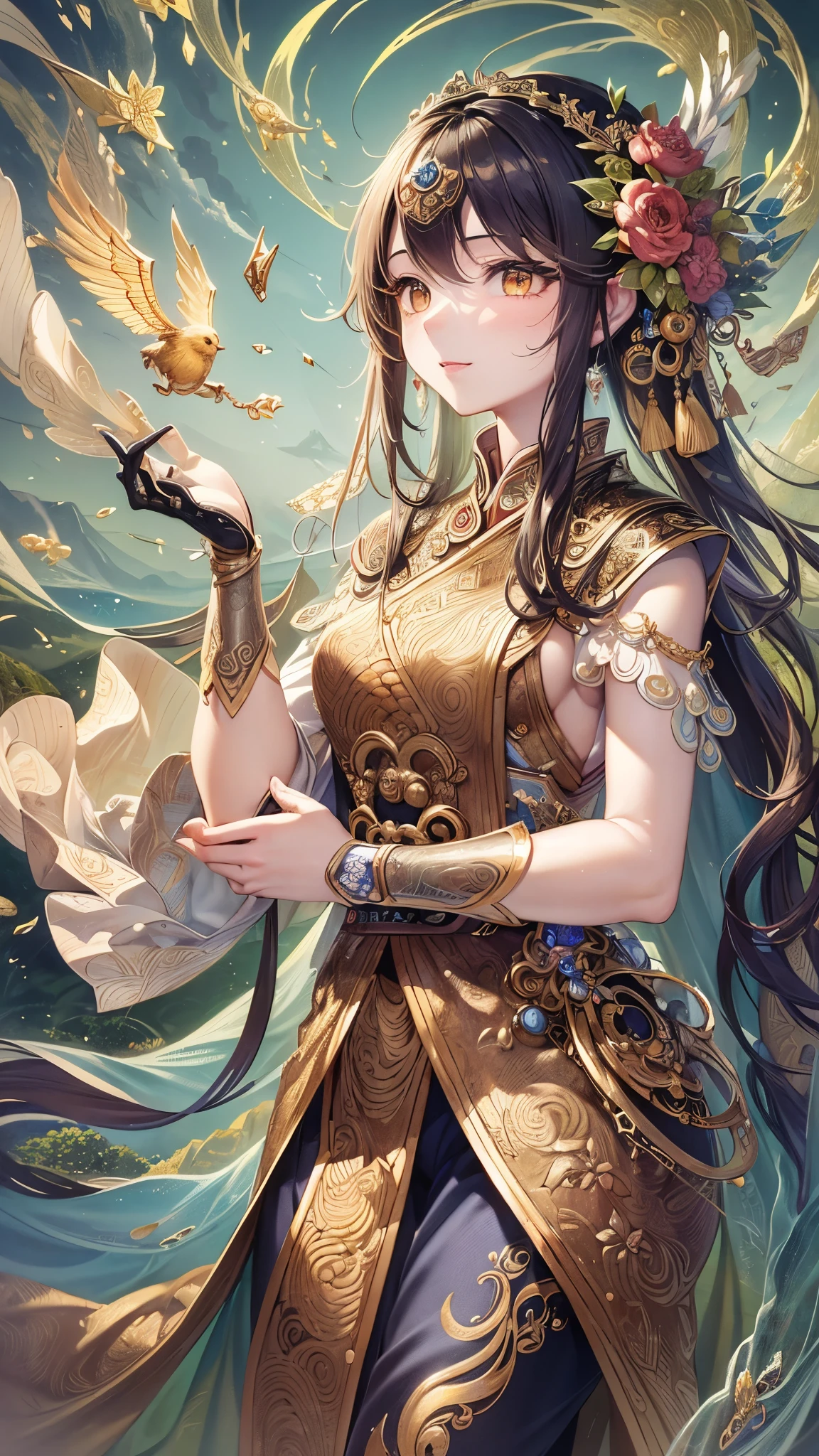 ((Highest quality)),(Ultra-high resolution),(Super detailed),(Detailed Description),((The best CG)),(masterpiece),Highly detailed art,(Art with precise detail:1.5), Chinese painting:1.5, water, Sparkling Reflection, Dance