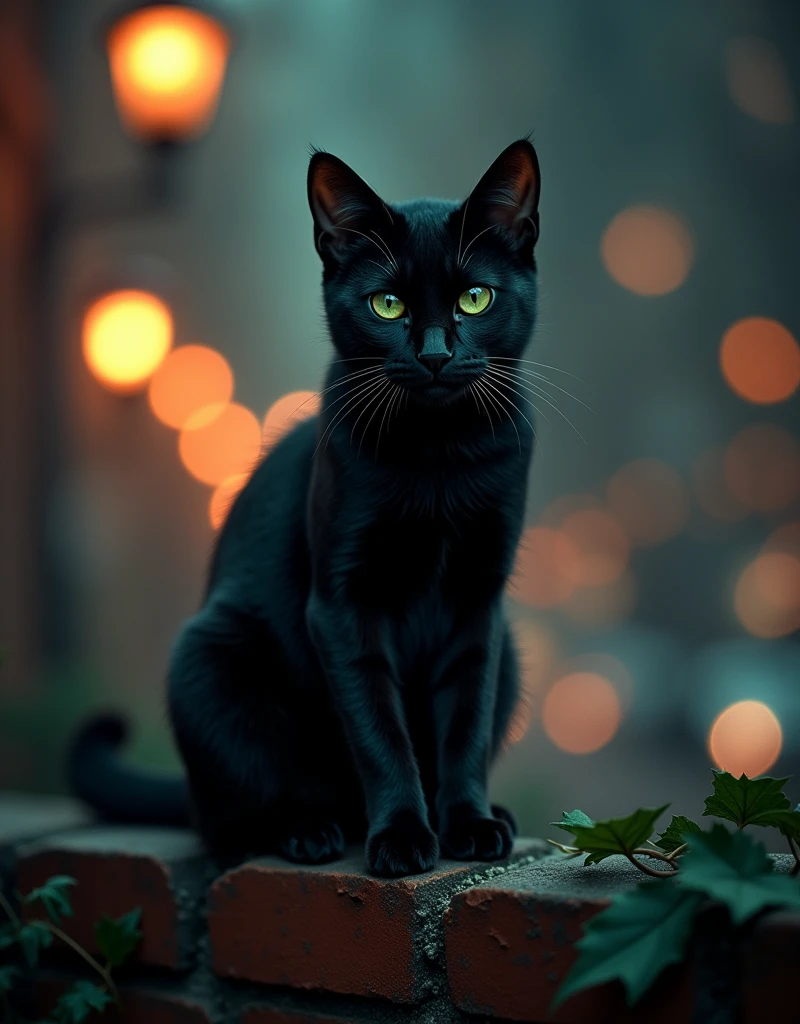 score_9, score_8_up, score_7_up, score_6_up, score_5_up, score_4_up, realistic style, photo, photorealistic, high detail, (sharp), BRAKE, Black Cat, looking at viewer, night, depth of field, bokeh