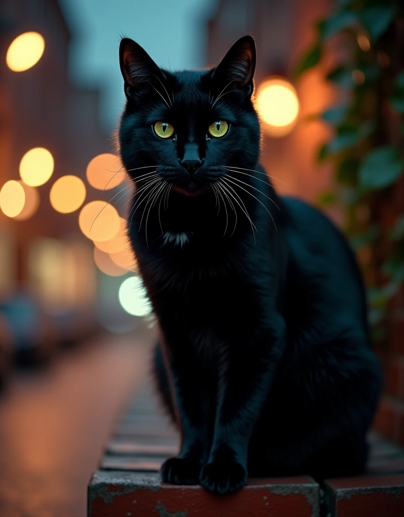 score_9, score_8_up, score_7_up, score_6_up, score_5_up, score_4_up, realistic style, photo, photorealistic, high detail, (sharp), BRAKE, Black Cat, looking at viewer, night, depth of field, bokeh