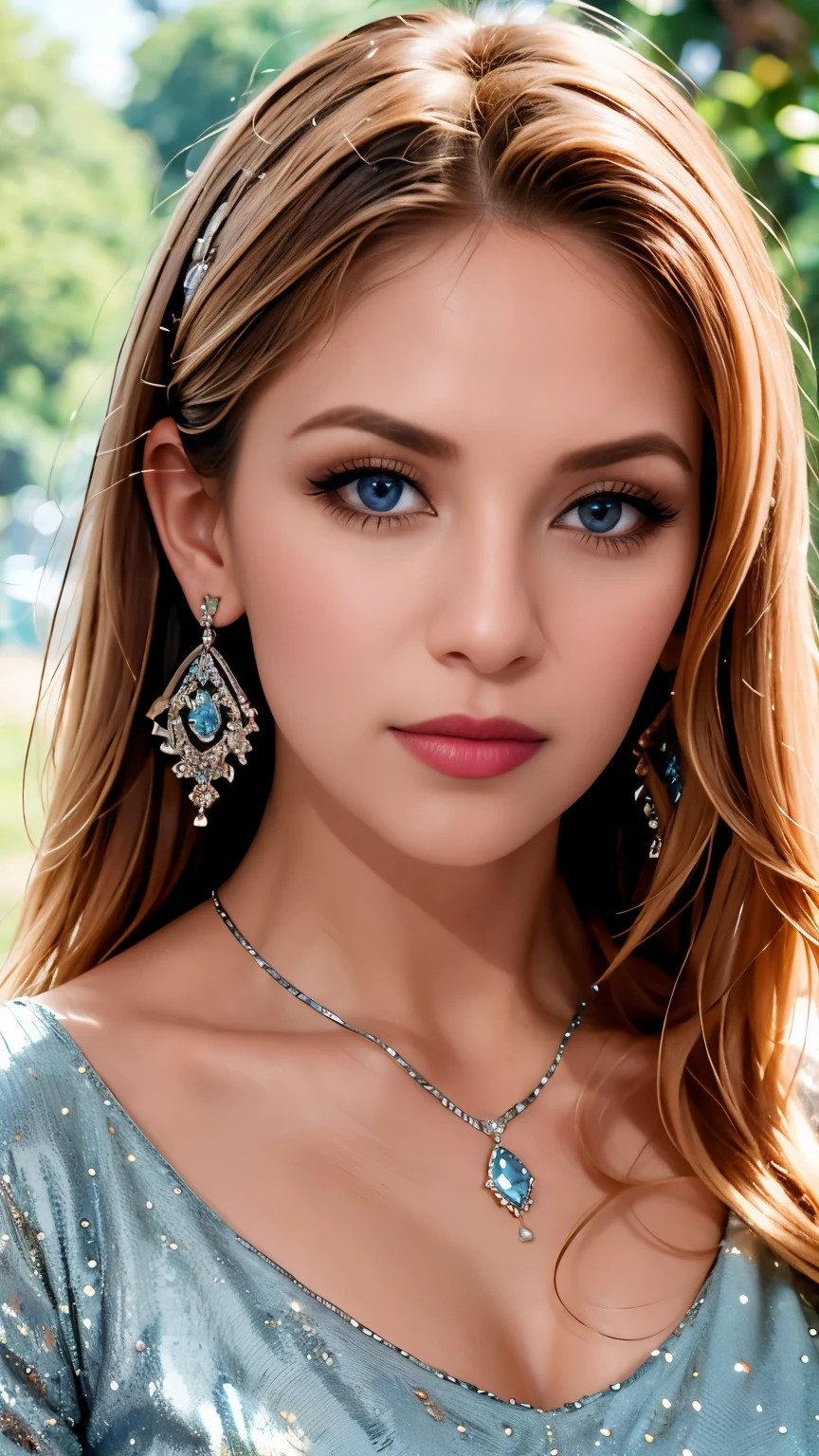 (masterpiece, Best Quality), intricate details, realist, photorealist, Full Body Portrait, Instagram Photo of a woman wearing aretes, Mary R., inspired by Emma Andijewska, wrapped in crystals, silver color, long aretes, sandra chevier, huge earrings, 2019, Blue-eyed, platinum jewelry, arete, impeccable structure, silver arete,  