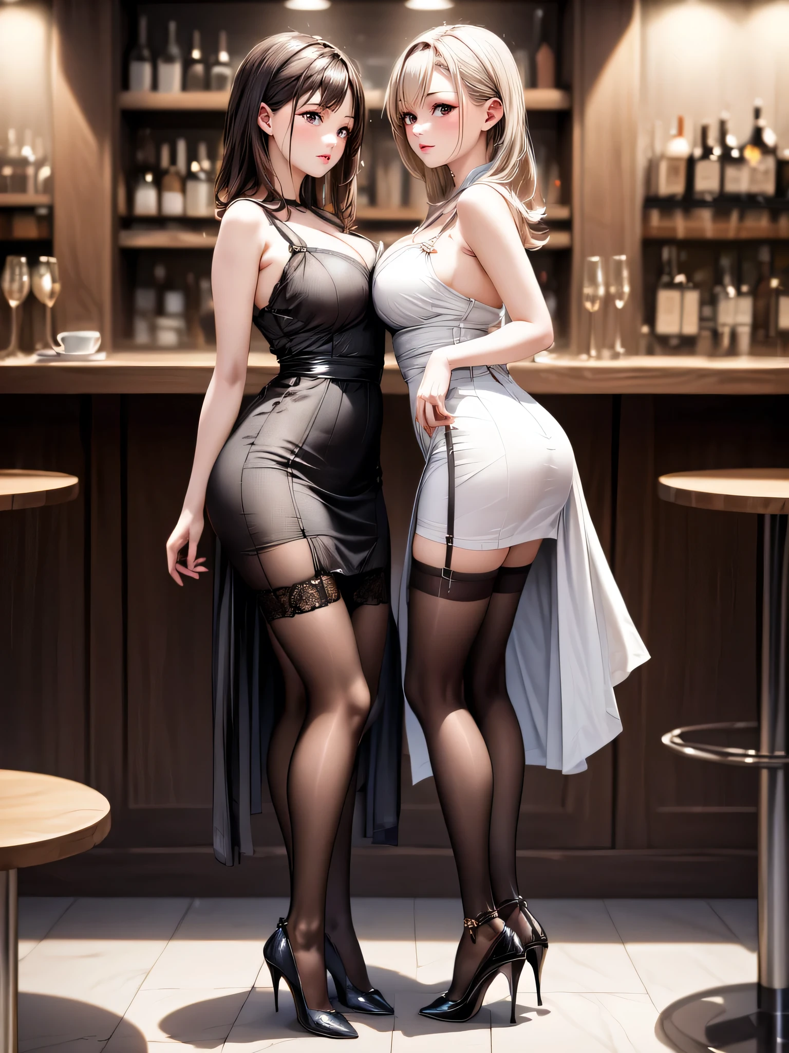 Royal sister，Silk transparent cheongsam，The front hem of the cheongsam is lifted，White silk tights，whole body photo，high heel shoes，Roll your eyes --auto