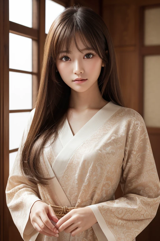 Highest quality, Face Focus, Soft Light, Ultra-high resolution, (Realistic:1.4), RAW Photos,
1 Japan, alone, cute, (pupil, Light in your eyes), Beautiful face in every detail, (Small box),(High resolution detail of human skin texture),
(Long Hair),
indoor,
Damask Shirt Dress,
(Portraiture)
