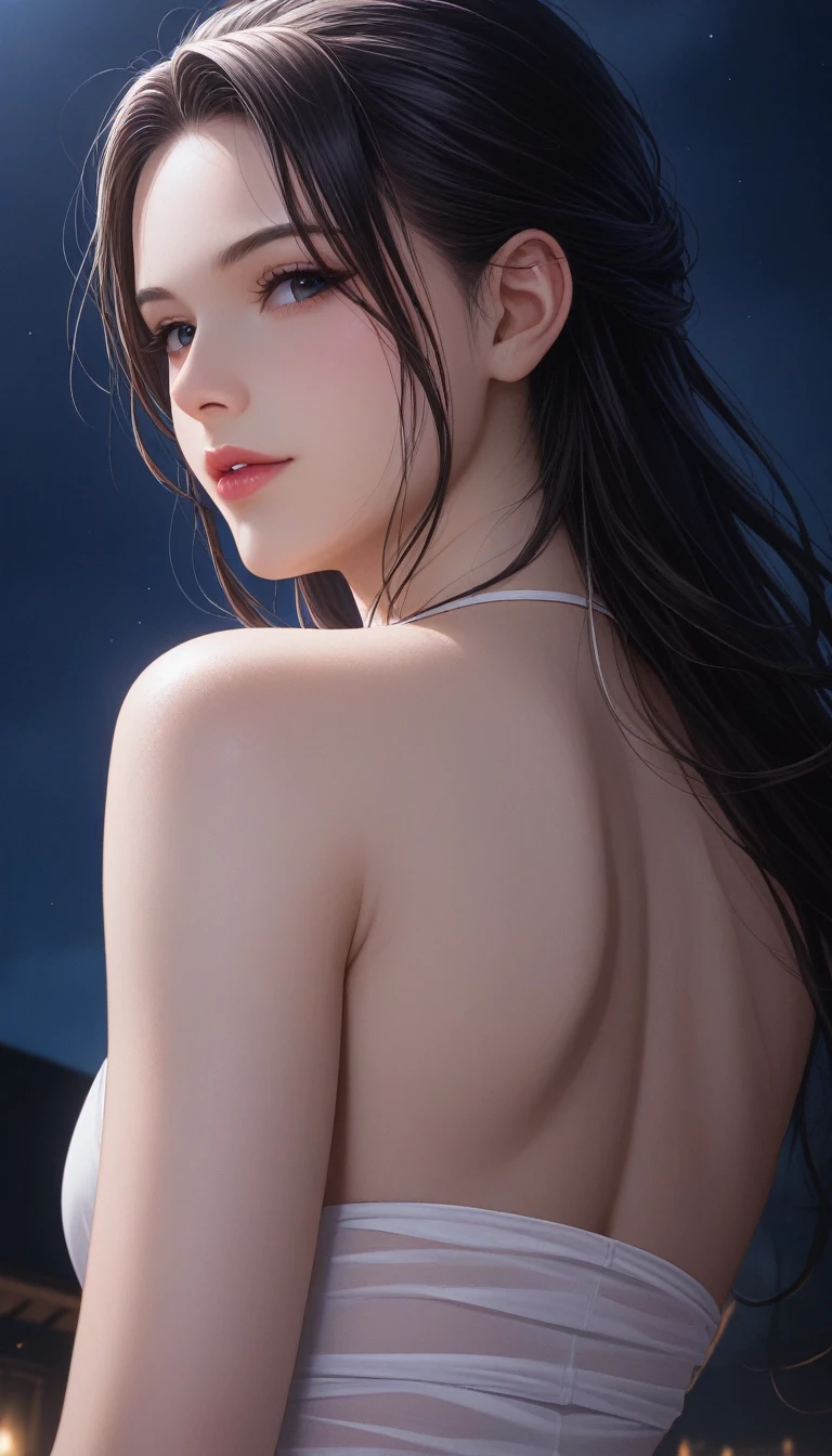 score_9, score_8_superior, score_7_superior, High-resolution CG illustration,A masterpiece in 32K resolution,Highest quality,it is really amazing,Very detailed,Ultra-high resolution,Ultra-realistic,Realistic,Increased depth of field,Cinematic lighting,
Sexy mature Japan woman,
Straight long hair with black hair,Ultra-detailed and beautiful face,Calm and gentle look,Beautiful brown eyes,Translucent white skin,Realistic skin texture,Great proportions,
Sexy high leg swimsuit,
Artistic design,Chic color scheme,Detailed fabric texture,
Dark overcast sky on a dull night,Dark clouds filling the sky,Thundercloud,Coastline at night,Stormy seas,delay々A desolate sandy beach that continues,
Chest up,Cinematic Angle,