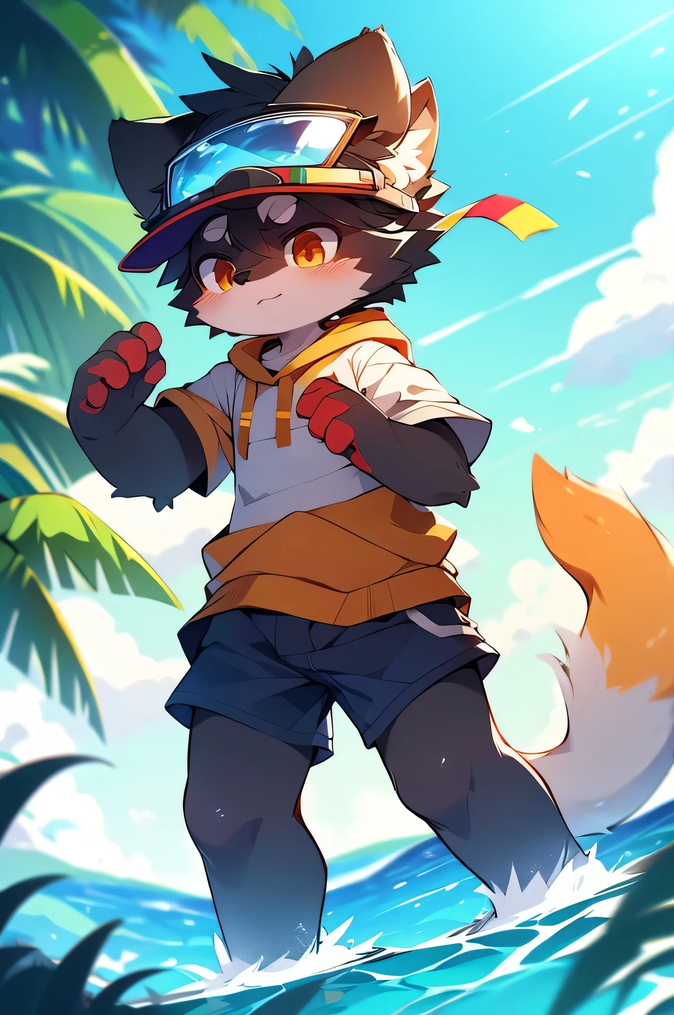 author:Junior Rescue, author:Kirito, Mammals, Furry, male, alone, visor,Beach soccer,Ocean