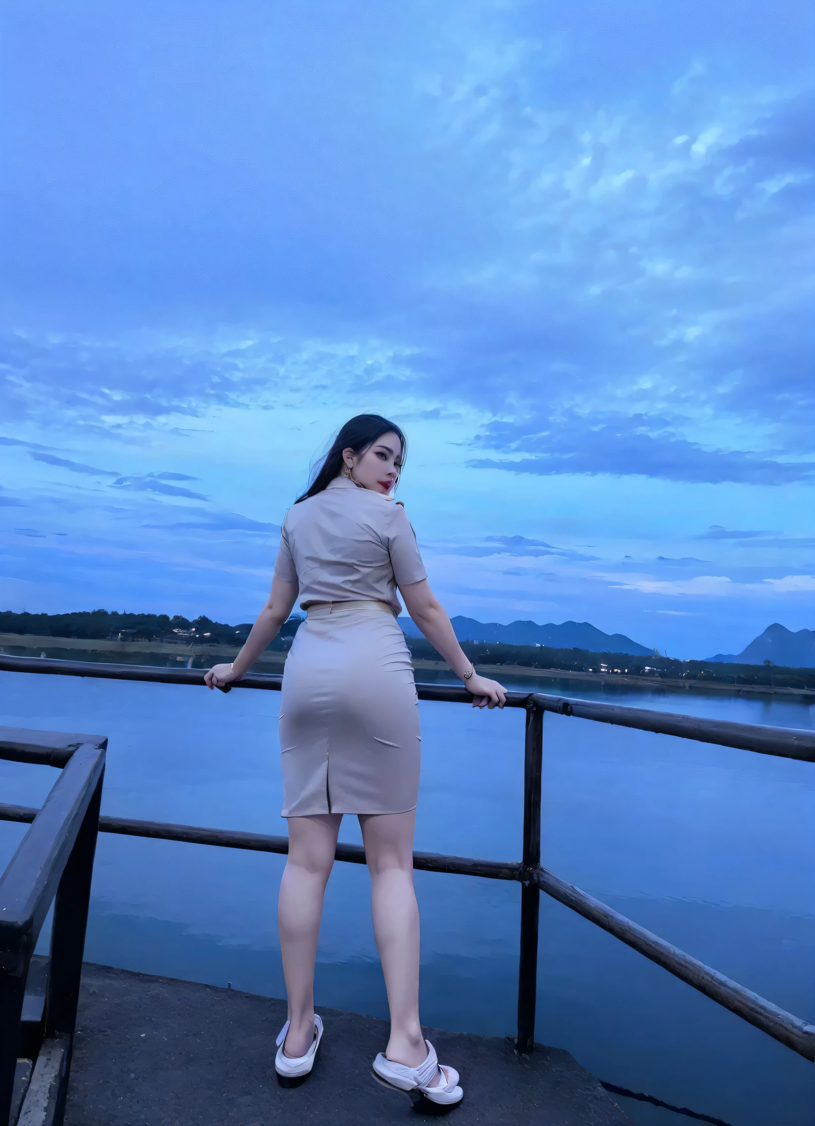 Khaki suit, khaki civil servant, Thai teacher uniform:1.3, สาวสวยผมlongเป็นพิเศษ, ผมlongสองเมตร, long hair that catches the eye, ผมlongสีดำ, ผมของเธอlongมาก., long, shiny hair, long, thick, Soft and smooth hair, ผมlongเป็นพิเศษ, Dynamic posts, like full body, Short sleeve shirtสีกากี, Short pencil skirtสีกากี, side cut, Decorated with military insignia.., black high heels, The sexiest, small waist, hips raised, small thighs, long legs, big breastsโต, big breasts:1.5, big breast, Very big breasts, eye-catching breasts, Big breasts see through shirt, Not all coverage, big breast, big breast, Big D, สาวผมlongสองเมตร, Beautiful face, red lips, Very shiny, แต่งBeautiful face, Military rank insignia, Short pencil skirt, tight, Short sleeve shirt, tight fitting, in the background, blurred garden, Dynamic posts, stand, walk, Incredible view,
