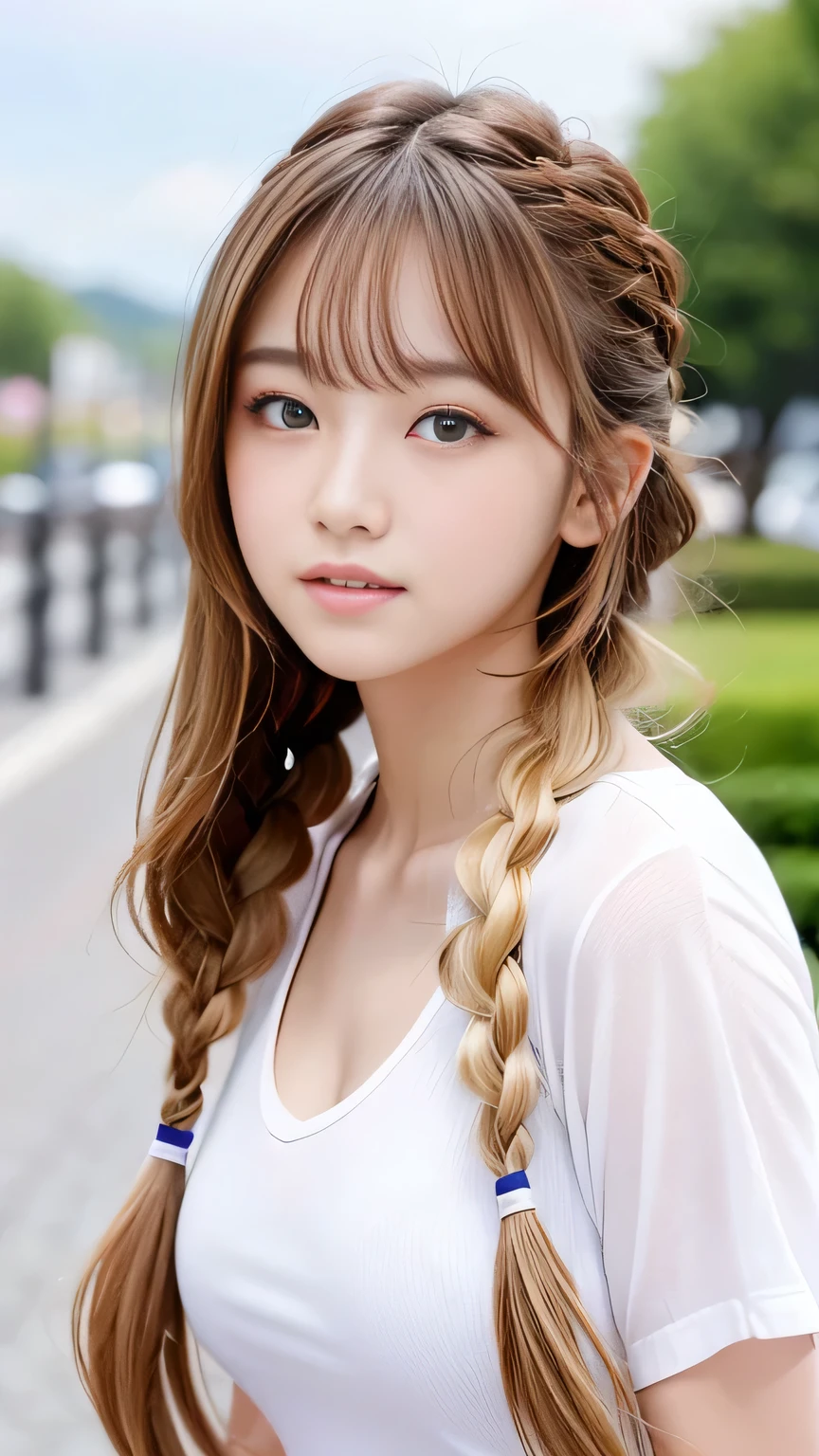 Sexy Big ，15 year old beautiful girl looks sexy and cute＆Cute beautiful sexy face、A strong wind blows my hair in front of my face、Double teeth、Reduce the appearance of nasolabial folds、Fluttering Exy Big 、Sexy cute looks and cute 15 year old beautiful girl, beautiful and sexy face、A strong wind blows my hair in front of my face、beautiful long blonde French braided hair、beautiful, Cute and sexy eyes hidden behind long bangs