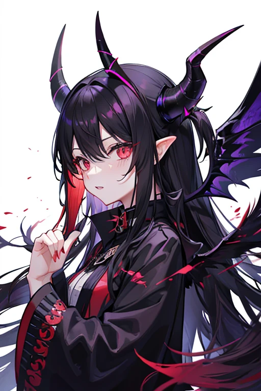 Black Evil々A demon with black and red gradient wings, horns, and black and purple magic.