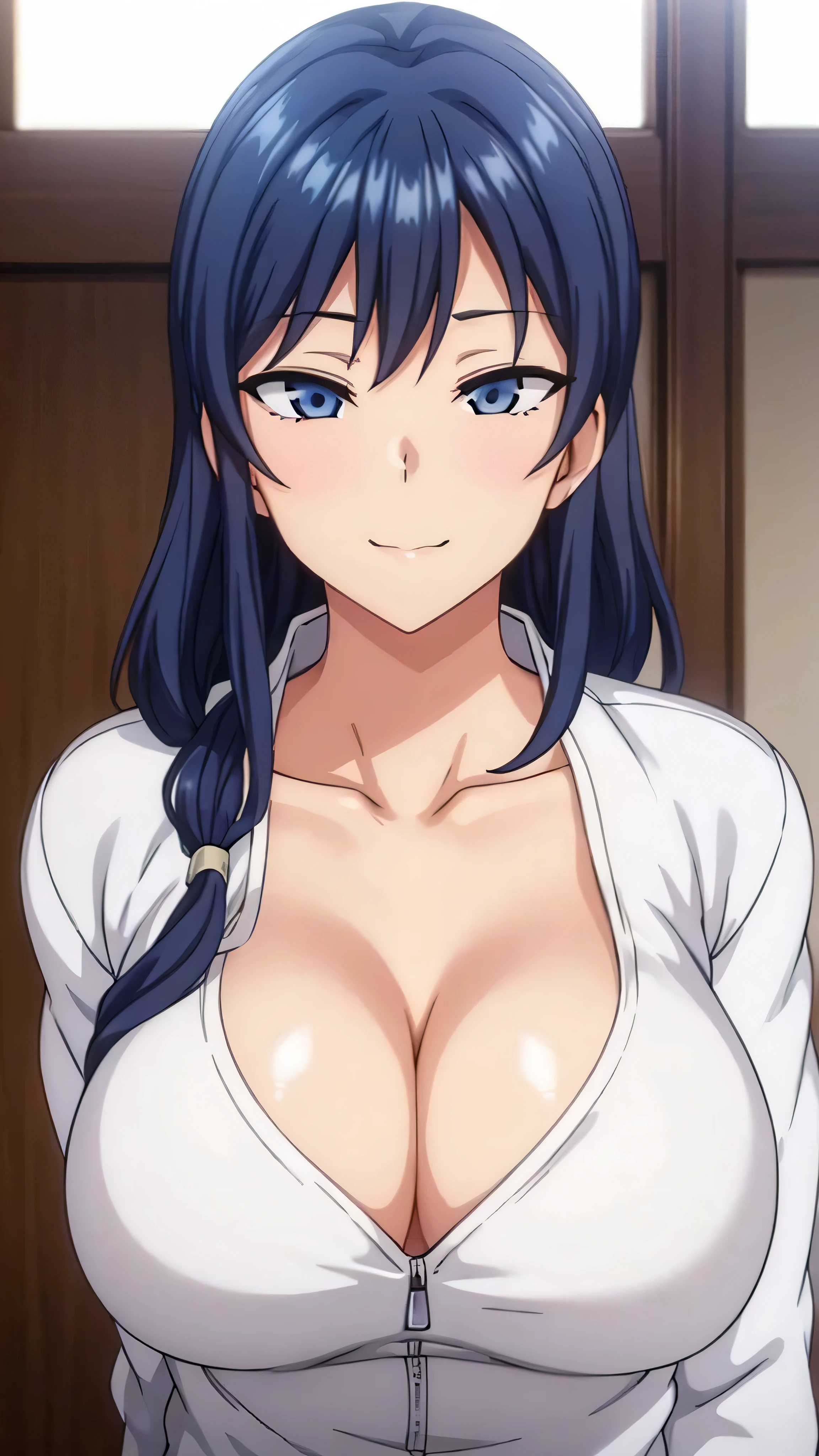 (((masterpiece))),fuyumi itadori, Anime girl characters, 1girl, solo, looking at viewer, medium hair long sleeves, cleavage, bigger breasts, closed mouth, collarbone, jacket, open clothes, open jacket, blue jacket, ground vehicle, sports bra, tall girl, horny, big ass, beautiful face,Charming,  anime visual of a cute girl, screenshot from the anime film, & her expression is solemn, ahegao face, in the anime film, in an anime, anime visual of a young woman, she has a cute expressive face, still from anime, perfect breasts, she is tall, All bodies visible, ahegao face, the face is ahegao, she is horny, A perverted face, she so perverted, she smile so perverted, hd picture, 4k quality, details of the face is so good,bigger breasts, bigger breasts, 