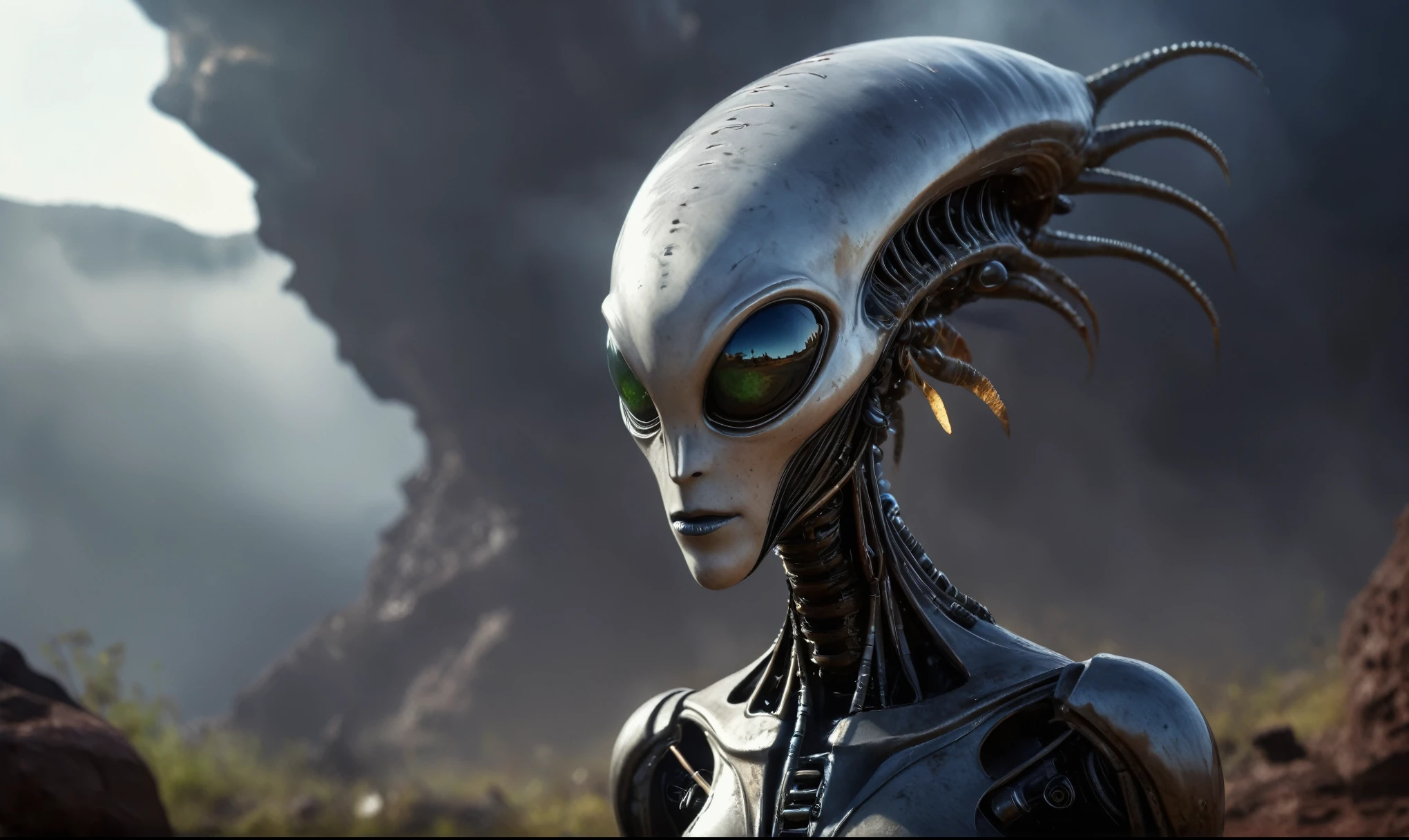 full body length,niobium native africa xenomorph's slaves,once pretty face,eyebrow up,full body shot,ominous landscape,niobium gray atmosphere,photo,photorealism,Masterpiece,hyper natural skin textures, hyper realism,hyper detailed,High contrast,Realism,Ultra Detailed,irina yermolova,close full body shot,32K resolution,Nikon Z9, ,demonic, fog, smoke, audience, mist, featuring ultra-realistic and hyper-realistic elements,
Marta Bevacqua, Ellen Jewett, Kawacy, Katsuya Terada, Carne Griffiths,concert lighting, bokeh, luminal space that feels
both bright and surreal. Includes liquid fluid elements for added depth and movement. Rendered in an unreal
engine and post-processed to achieve . Evokes a sense of dreamy, ethereal
and mystical mood,horror pixar movie still,thriller disney movie ,pixar render, animated,fish eyes, A Modern flat toon Crazy whit a Big ONE a Only Eye Robot USSR , and helmet Style, pinhead, camouflage Rusty, Ambient in a meteorite crater super detailed