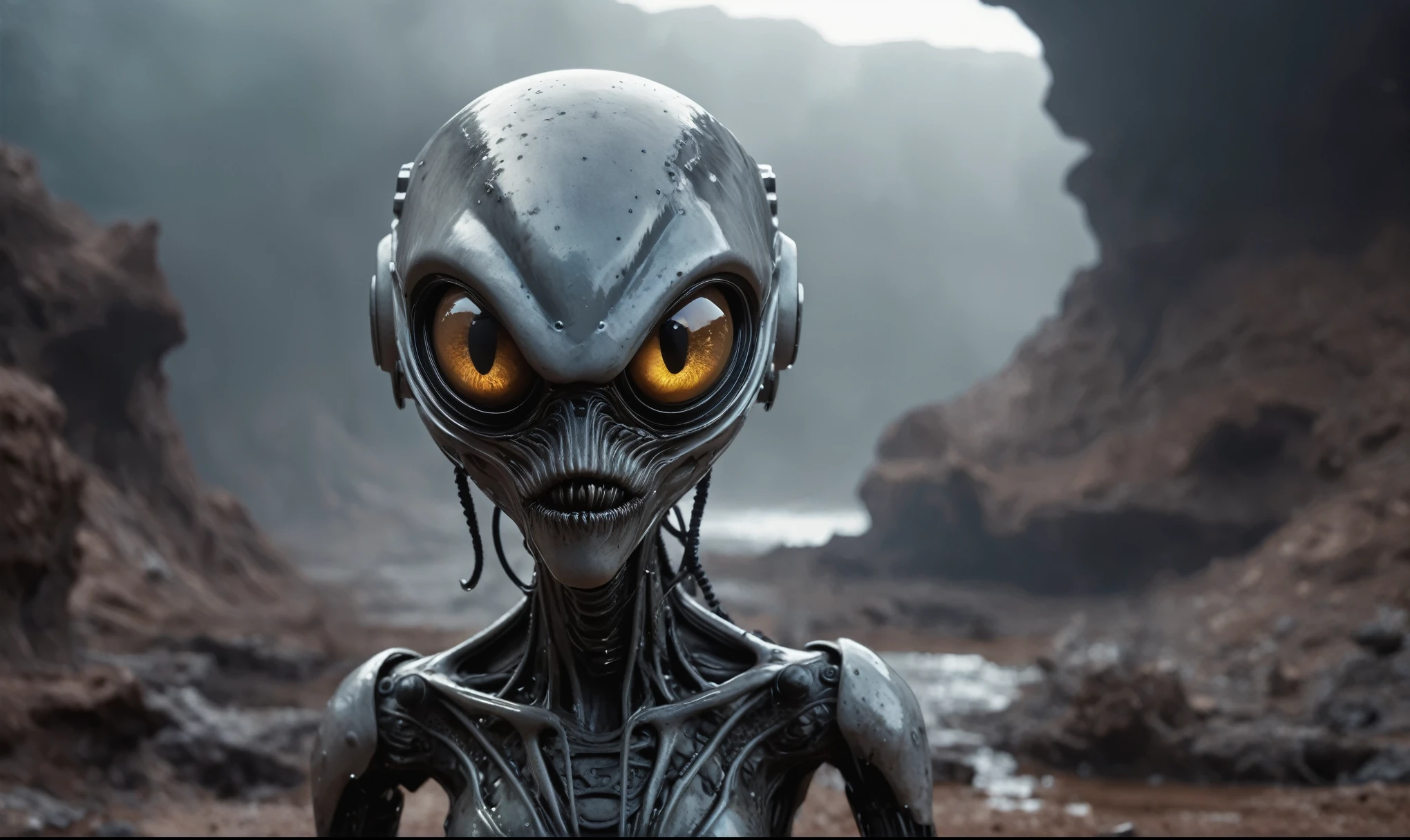 full body length,niobium native africa xenomorph's slaves,once pretty face,eyebrow up,full body shot,ominous landscape,niobium gray atmosphere,photo,photorealism,Masterpiece,hyper natural skin textures, hyper realism,hyper detailed,High contrast,Realism,Ultra Detailed,irina yermolova,close full body shot,32K resolution,Nikon Z9, ,demonic, fog, smoke, audience, mist, featuring ultra-realistic and hyper-realistic elements,
  Marta Bevacqua, Ellen Jewett, Kawacy, Katsuya Terada, Carne Griffiths,concert lighting,  bokeh,  luminal space that feels
 both bright and surreal. Includes liquid fluid elements for added depth and movement. Rendered in an unreal 
engine and post-processed to achieve . Evokes a sense of dreamy, ethereal 
and mystical mood,horror pixar movie still,thriller disney movie ,pixar render, animated,fish eyes, A Modern flat toon Crazy whit a Big ONE a Only Eye Robot USSR , and helmet Style, pinhead, camouflage Rusty, Ambient in a meteorite crater super detailed