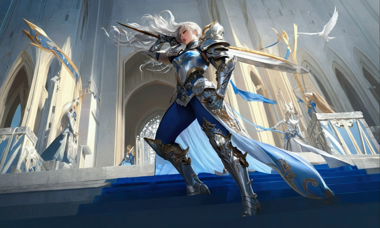 a close up of a woman in a silver and blue dress, chengwei pan on artstation, by Yang J, detailed fantasy art, stunning character art, fanart best artstation, epic exquisite character art, beautiful armor, extremely detailed artgerm, detailed digital anime art, artgerm on artstation pixiv, armor girl