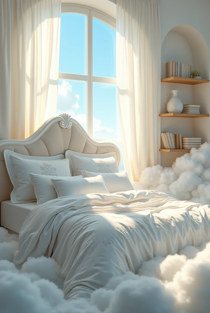 A beautiful bedroom in clouds