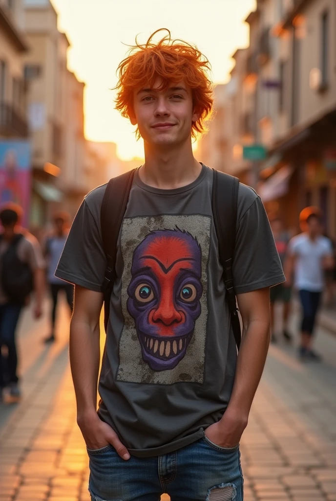 A 18 five foot 3 guy with red hair and purple eyes