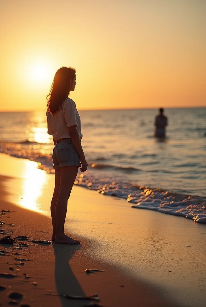 A person in a shore on a lowtide its like theres a two person but the othe rperson is behind the back or afar from the other person its like the person behind is waiting fro the other person to say thank you but didn’t look back at the other person and hoping taht someday that person will comeback and will thank the person personally