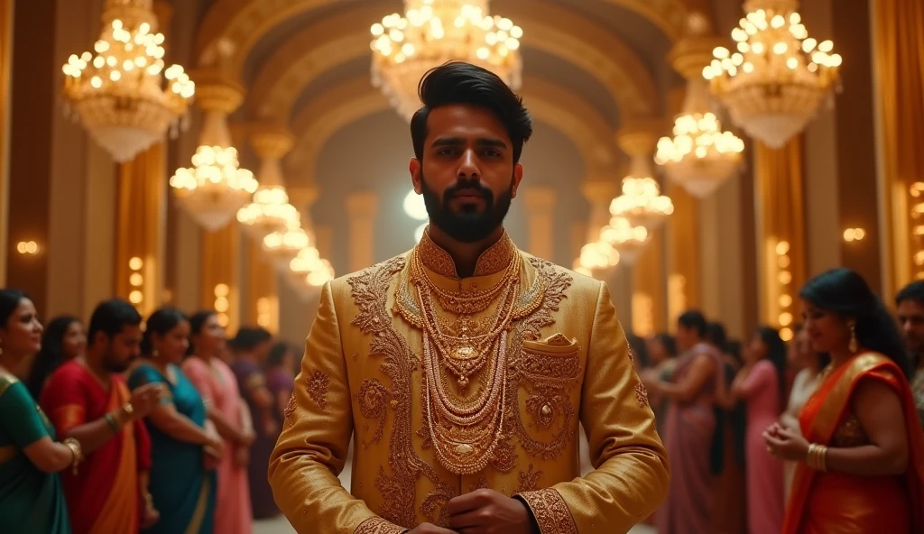 Raghav hosts a grand ceremony to showcase his jewelry and wealth.
After the event, Raghav feels a strange discomfort with his superficial display