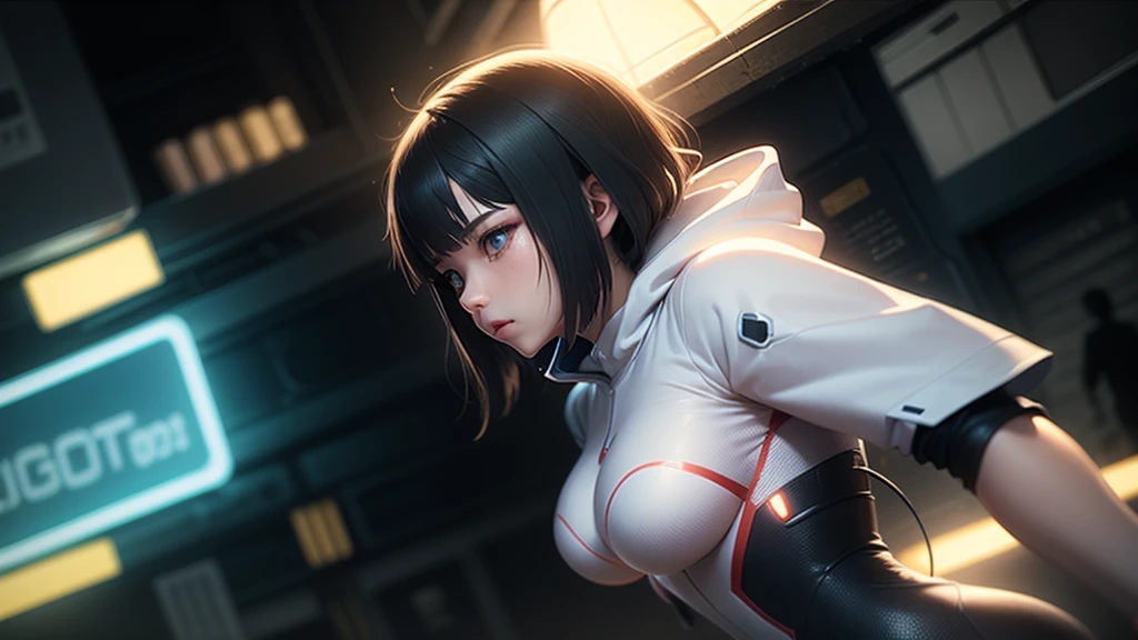 Digital Cities、Cyber City、Light and neon、ghost in the Shell、woman、One person、battle、Full Body Suit、Daytime、