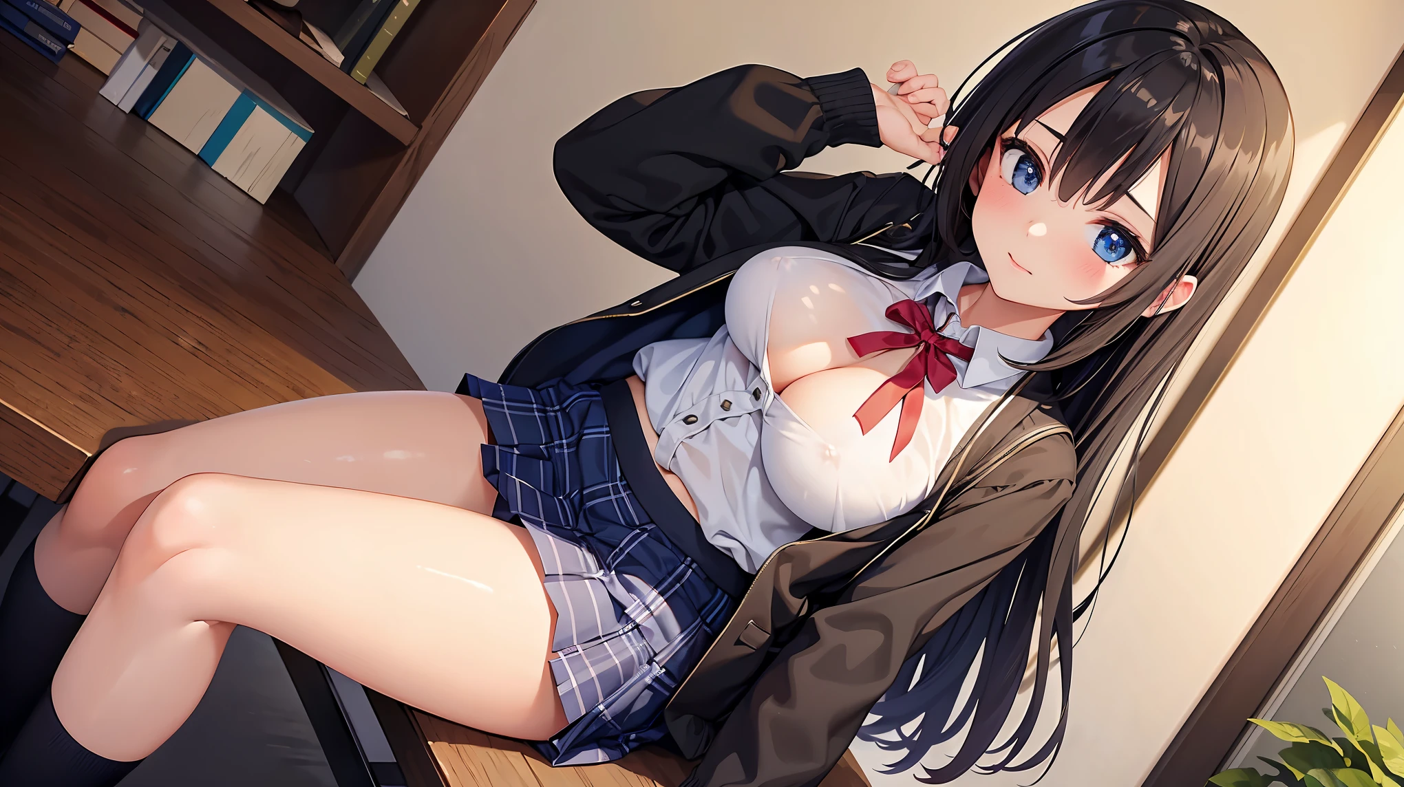 masterpiece, Highest quality, In detail, 5, (beautiful girl), cute, (tits), (Pull up your skirt to show your panties), high school girl, group, multiple