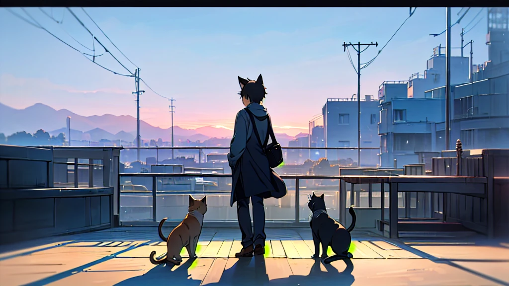 ((anime:1.4,shape)),(masterpiece, Highest quality, Highest quality),(Very detailed, The perfect solution),((16K, High resolution)). break {Lofi Art, ローリー・グリースリーのstyle, Makoto Shinkai'style, anime aesthetic} break {shape of a man and a woman living inside a converted bus. The interior is comfortable、It needs attention to detail., With bunk bed. The woman was on the bed above.、You can see the night sky from the small window, There's a desk under the bed, computer, And personal belongings. Include shelves, Storage space, Personal belongings were scattered in the bus., Create a living room atmosphere. The atmosphere should be warm and intimate, Highlighting the unique and compact living environment inside the bus.}Shortcuts, Headphones、Green Hair、green eyes
Cat ears, Highest quality,