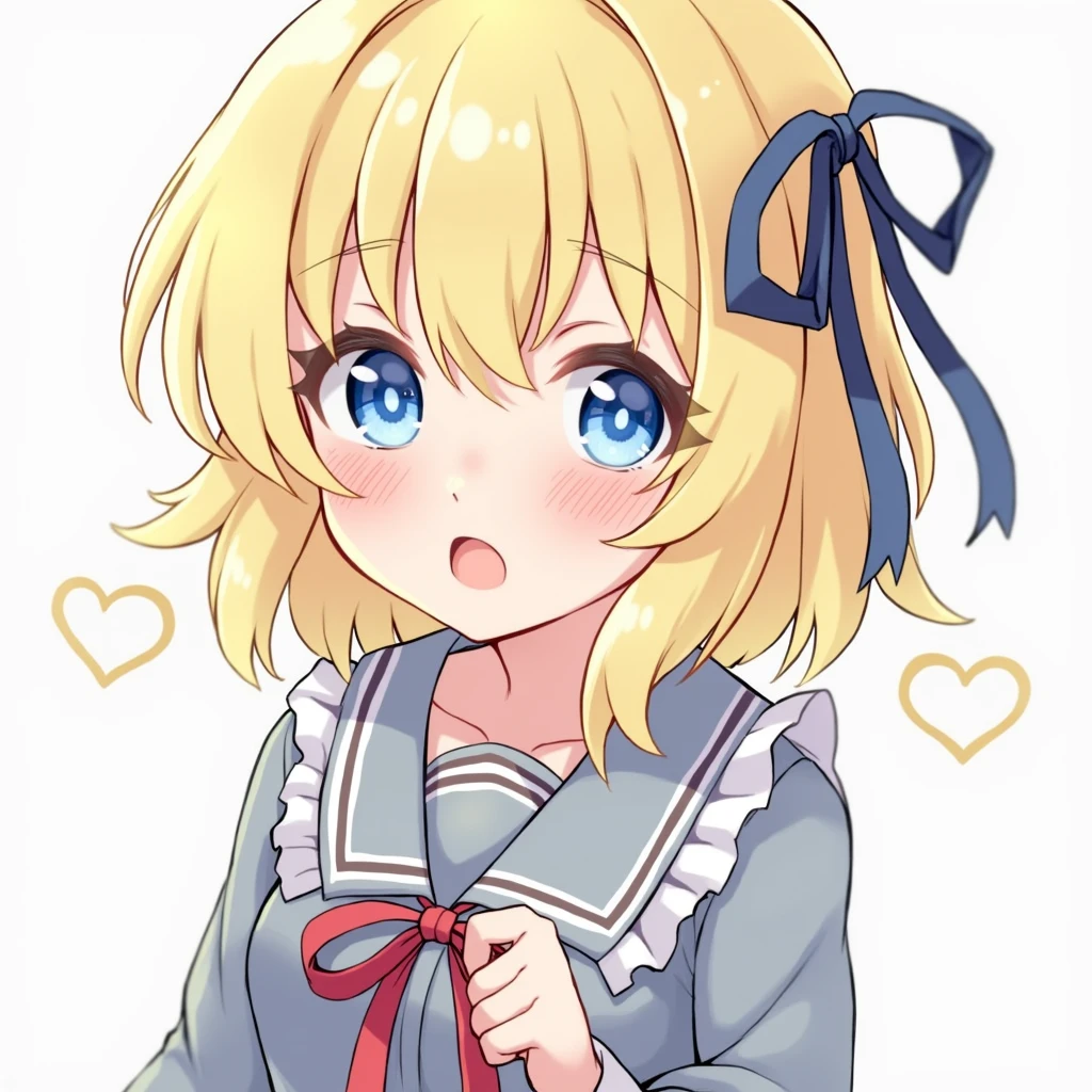 One person, blue eyes, bangs, Blonde, ribbon, Highest quality, chest, blue eyes,