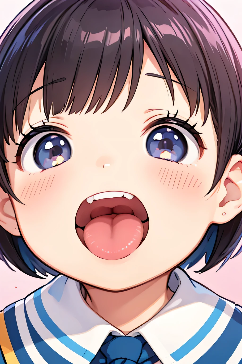 In the mouth　tongue　odor　　Primary school students　Face close-up　smile　 Open your mouth wide