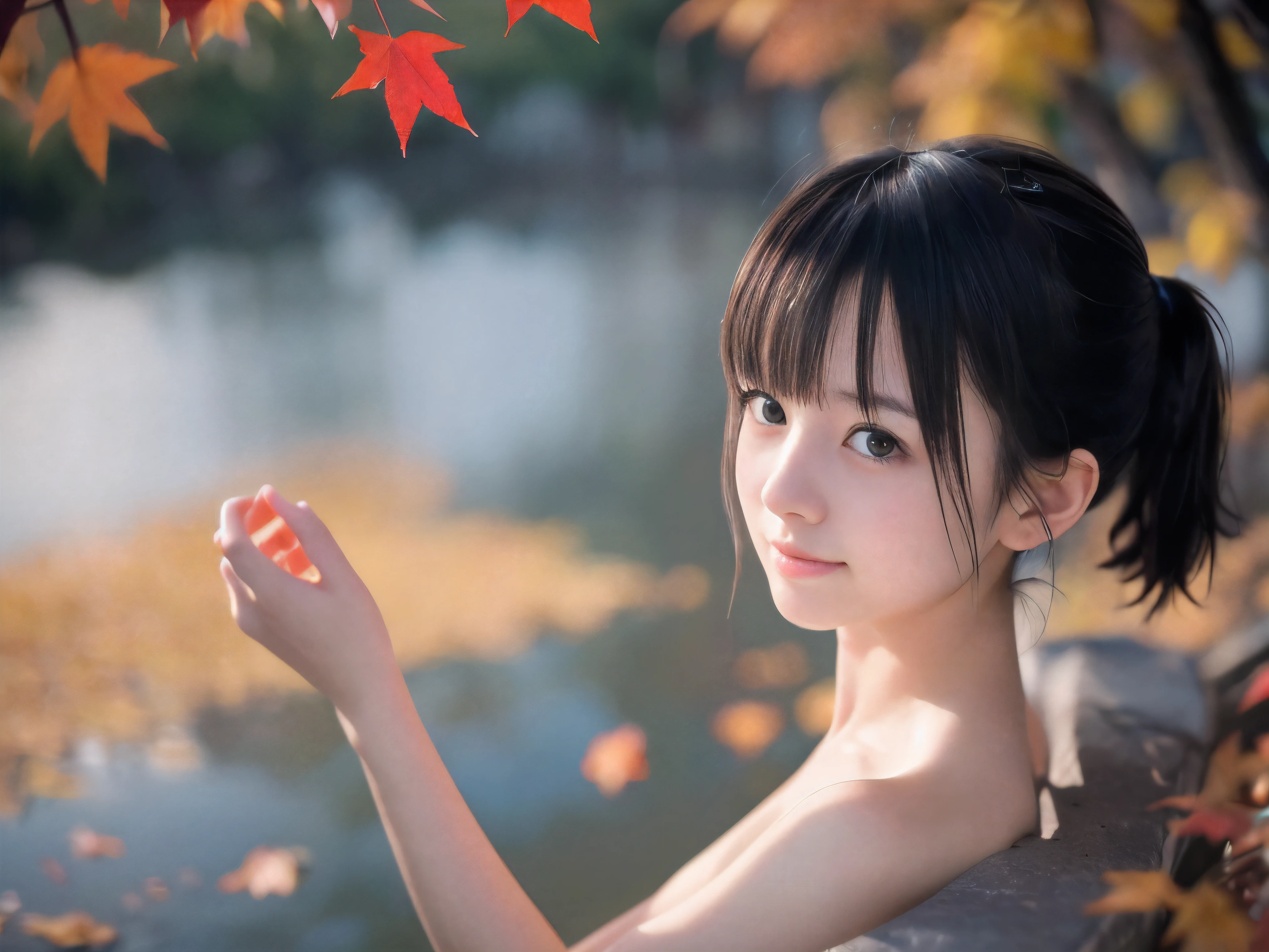 (Face shot of one naked slender small breasts two side up black medium hair with bangs girl:1.5)、(One naked girl is soaking in the fogy Japanese Onsen outdoors with a small smile:1.5)、(Beautiful red leaves and autumn mountain :1.5)、(Steam is rising from the Onsen:1.5)、(Blurred background:1.5)、(8k ultra detailed master piece:1.5)、(perfect anatomy:1.5)、(Photorealistic stick:1.5)、(Raw photo:1.3)、(highest quality:1.5)、(High resolution:1.3)、(Delicate and beautiful perfect face:1.3)、(Delicate and beautiful eye air skin:1.3)、(Real Human Skin:1.3)、((thin legs))