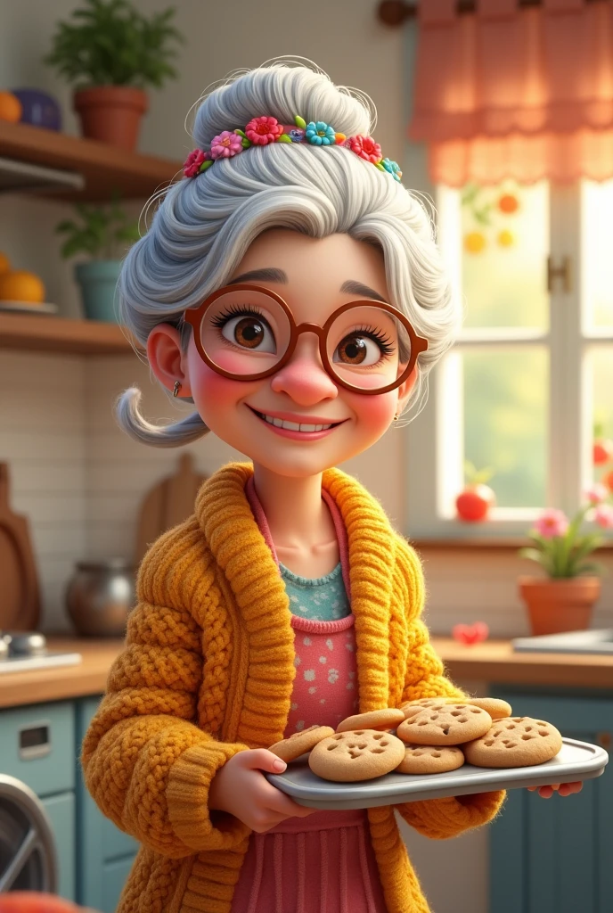 Old grandma with cartoon style