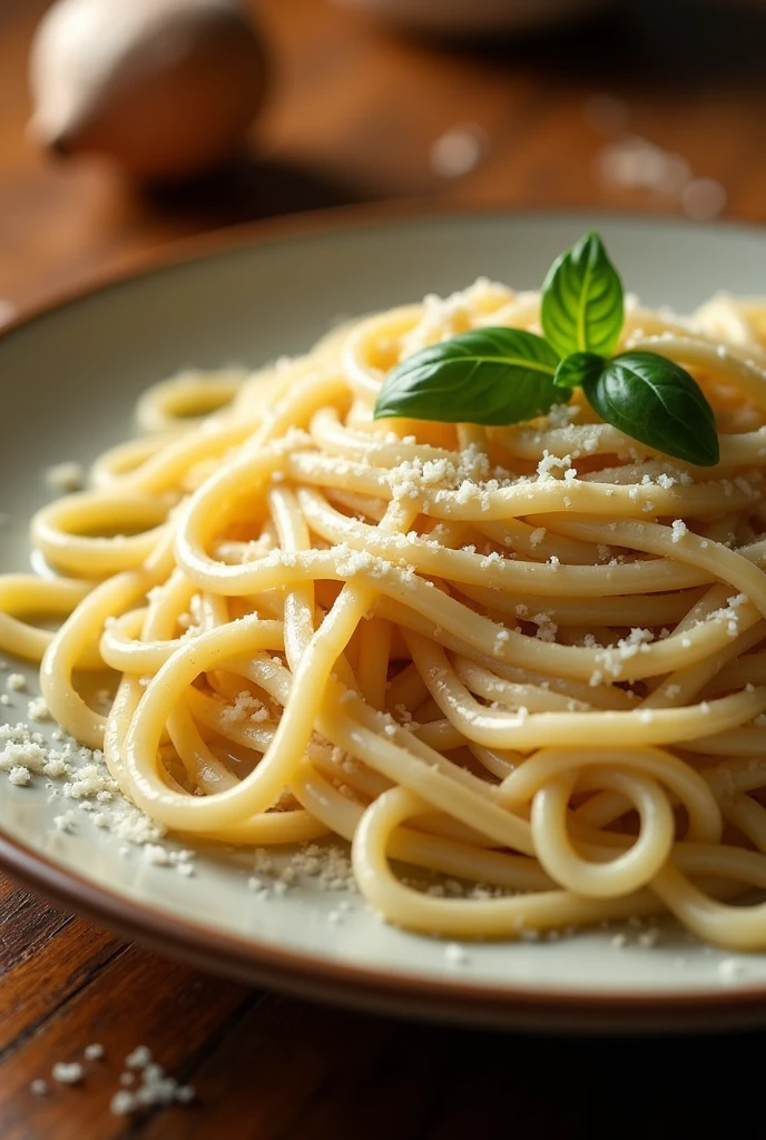 White cheese pasta on a plate