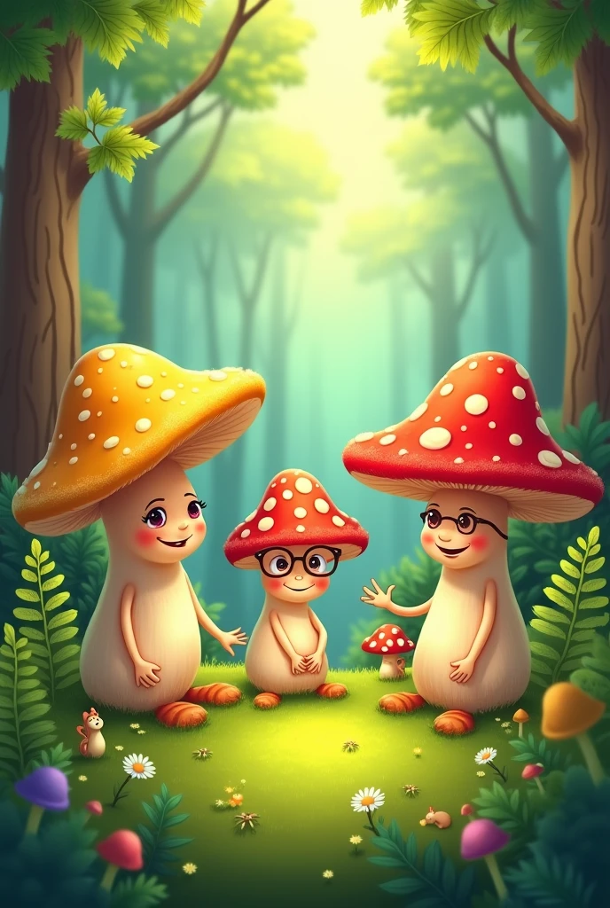 Personified mushrooms chatting together