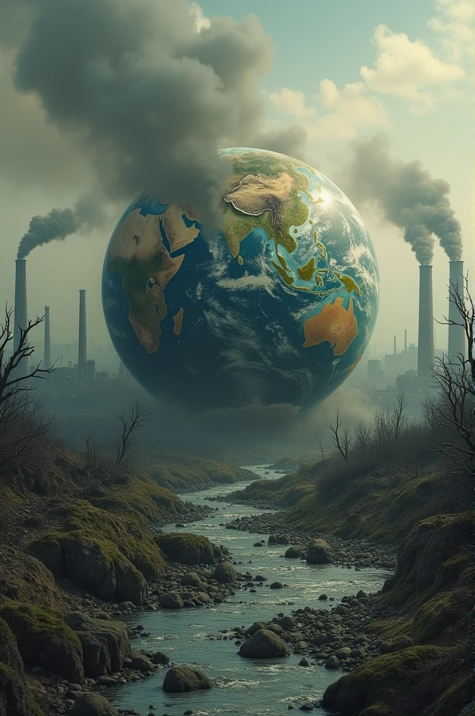 Create a photo of polluted earth