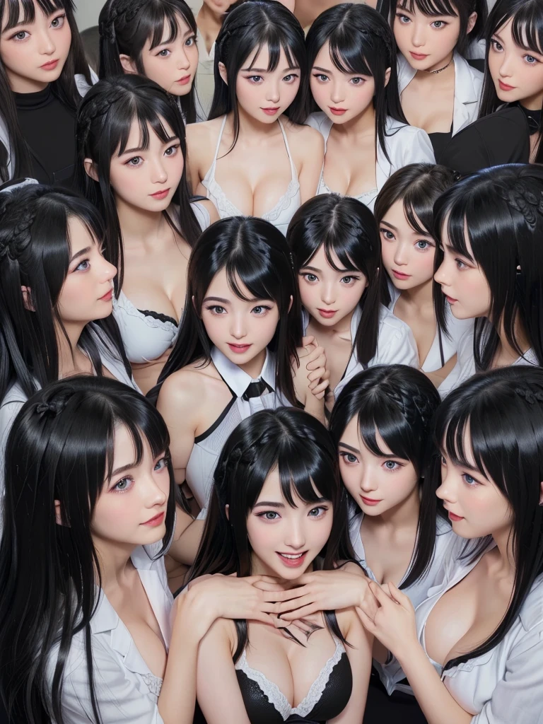 (Perfect Clone girls Photography Art), (16K, Highest quality, Ultra-high resolution, Unrealistic, The Daily Life of Cloned Girls, Real), (Japanese, Female college student, 20-year-old), (((((Small face, (((((Thick black hair, Semi-long hair)))))))))), ((Beautiful detailed girls, Accurate body structure, Very detailed body, ((((Big Breasts, J-Cup))), Emphasis on the fullness of a large chest))), ((Cute Smile, A gentle gaze)), (((((Happy laughter))))), (((((Very detailed, 1girl-cloning))))), (((100girls), (6+girls), )multiple girls))), (((A very perfect depiction of a doppelganger))), (((Very detailed, Perfectly the same girl, The exact same smile, Perfect same hair, Perfect same clothes, Perfect same J-cup))), (((((clone girls only))))), ((10,000girls)), ((1,000,000girls)), ((1,000,000,000girls)), (hug, Chest to Chest, hug), (Full cleavage, Lesbian, kiss, Staring at each other, spoil, Look next door), (1,000,000,000,000,000,000girls), (1,000,000,000,000,000,000,000,000,000girls), ((The sight of the ultimate super-crowded, Super dense, Super crowded)), (Soft Light, super wide view, (((((Extremely detailed ultra-perspective depiction))))))