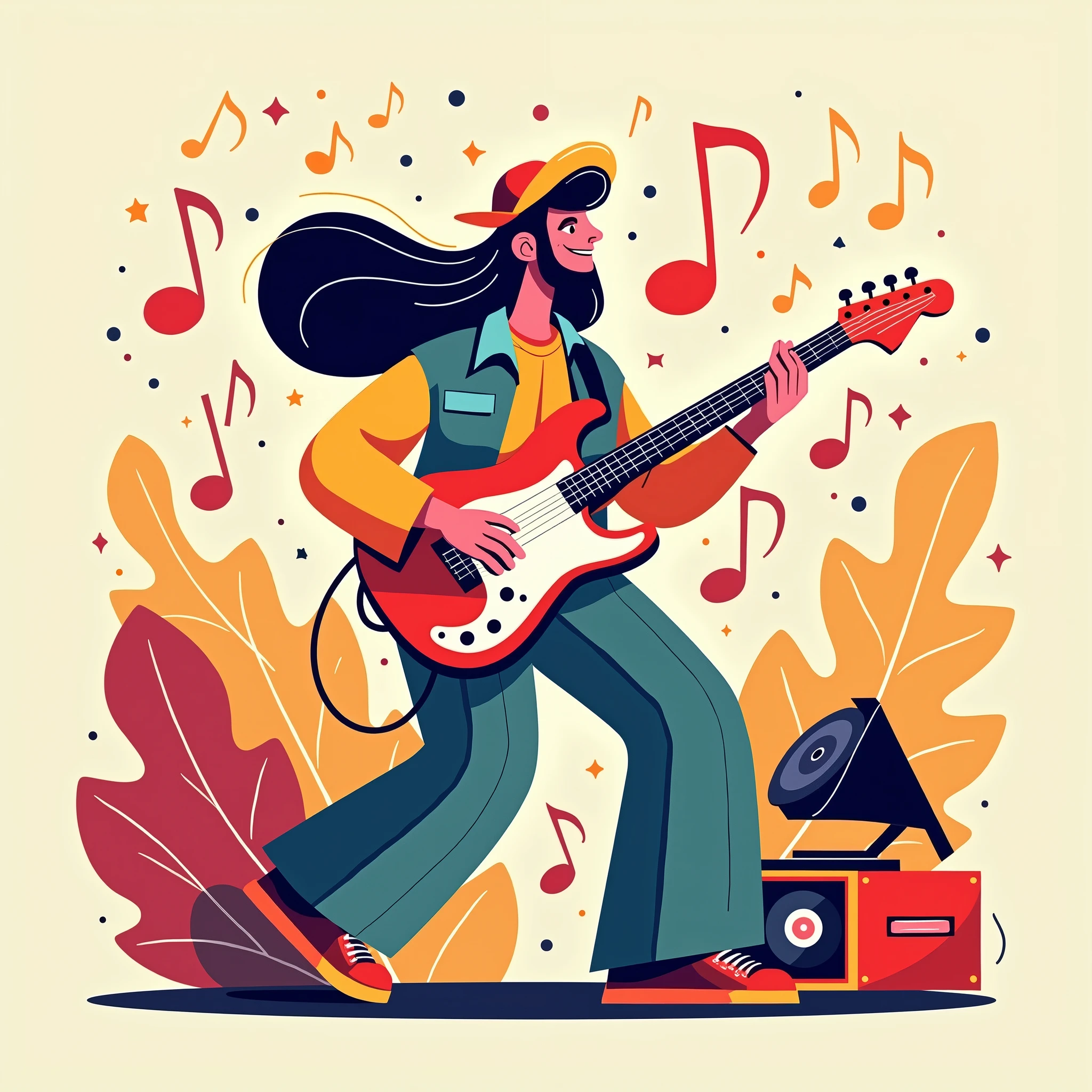 Flat设计，music，rhythm，电Guitar，Guitar，melody，Note，cdx，phonograph，Flat，flat