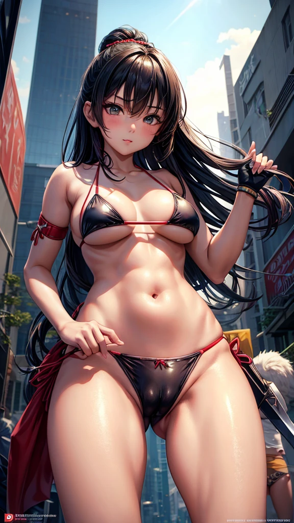 Beautiful Asian girl, 18 years old, mini bikini assassin girls, sexy lady, big breasts, camel toe, little blade in hand, หัวนม,