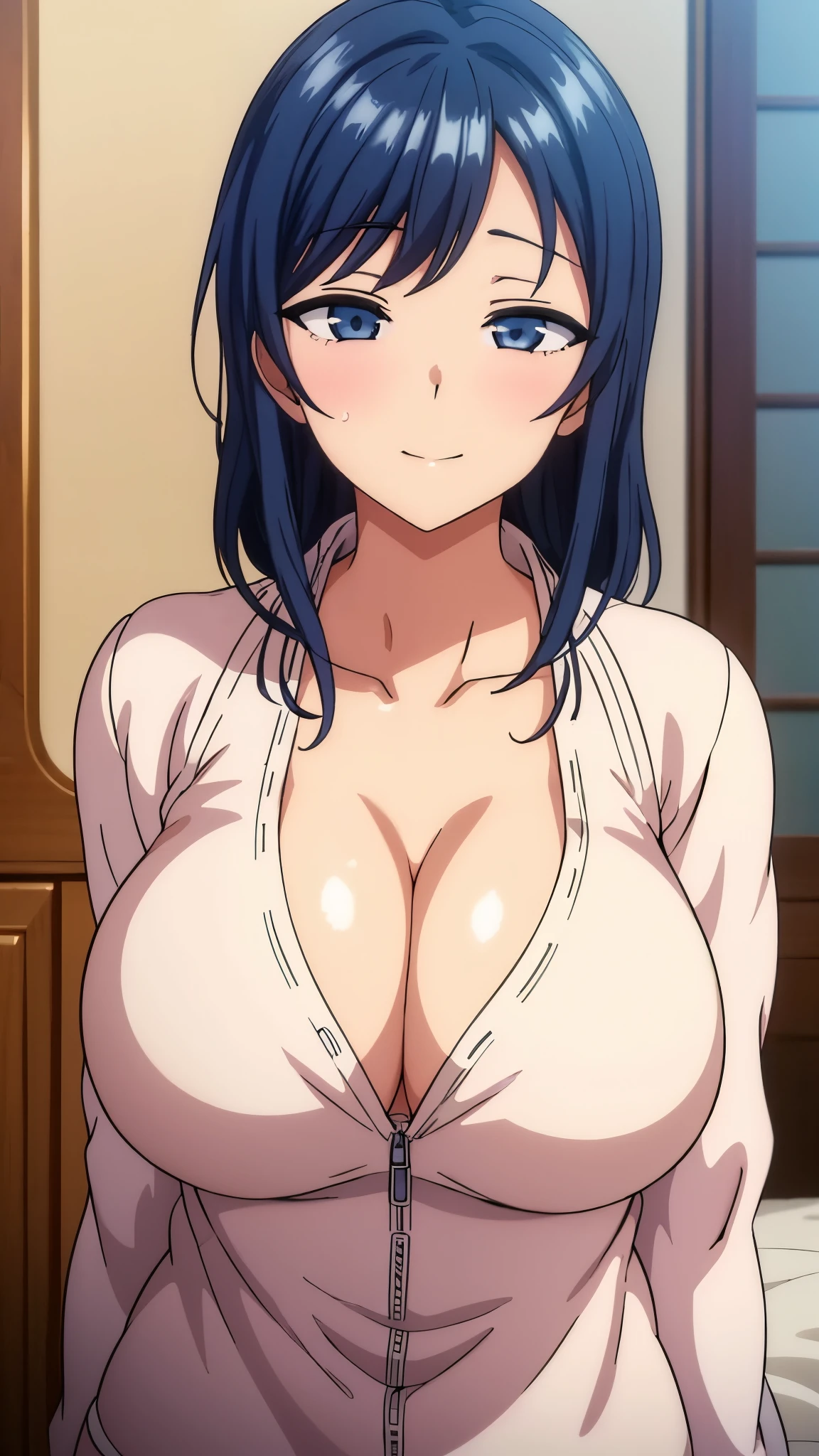 (((masterpiece))),fuyumi itadori, Anime girl characters, 1girl, solo, looking at viewer, medium hair long sleeves, cleavage, bigger breasts, closed mouth, collarbone, jacket, open clothes, open jacket, blue jacket, ground vehicle, sports bra, tall girl, horny, big ass, beautiful face,Charming,  anime visual of a cute girl, screenshot from the anime film, & her expression is solemn, ahegao face, in the anime film, in an anime, anime visual of a young woman, she has a cute expressive face, still from anime, perfect breasts, she is tall, All bodies visible, ahegao face, the face is ahegao, she is horny, A perverted face, she so perverted, she smile so perverted, hd picture, 4k quality, details of the face is so good,bigger breasts, bigger breasts,  