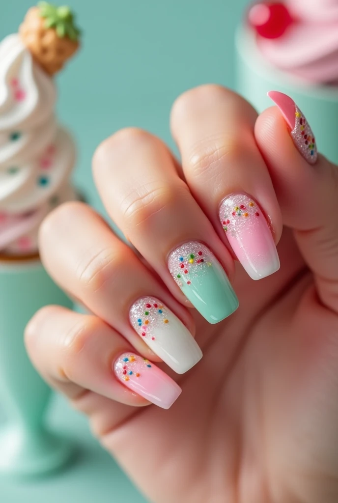 Make me nails inspired by ice cream