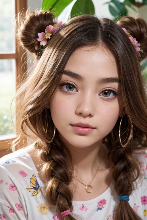 (masterpiece), (Best quality), (Ultra detailed),(wild hair),(illustration), (1 girl), (fashion clothes), standing, Model, I look at the viewer, (interview), (simple background),beautiful detailed eyes, Delicate beautiful face, floating,(high saturation),(colorful splashes),colorful bubble,(brilliant), Focus on the face, Ponytail, Kamisato Ayaka, Light blue hair, bang, hair ring, floating flowers, floating hair, (brilliant), Better lighting, best shadow,